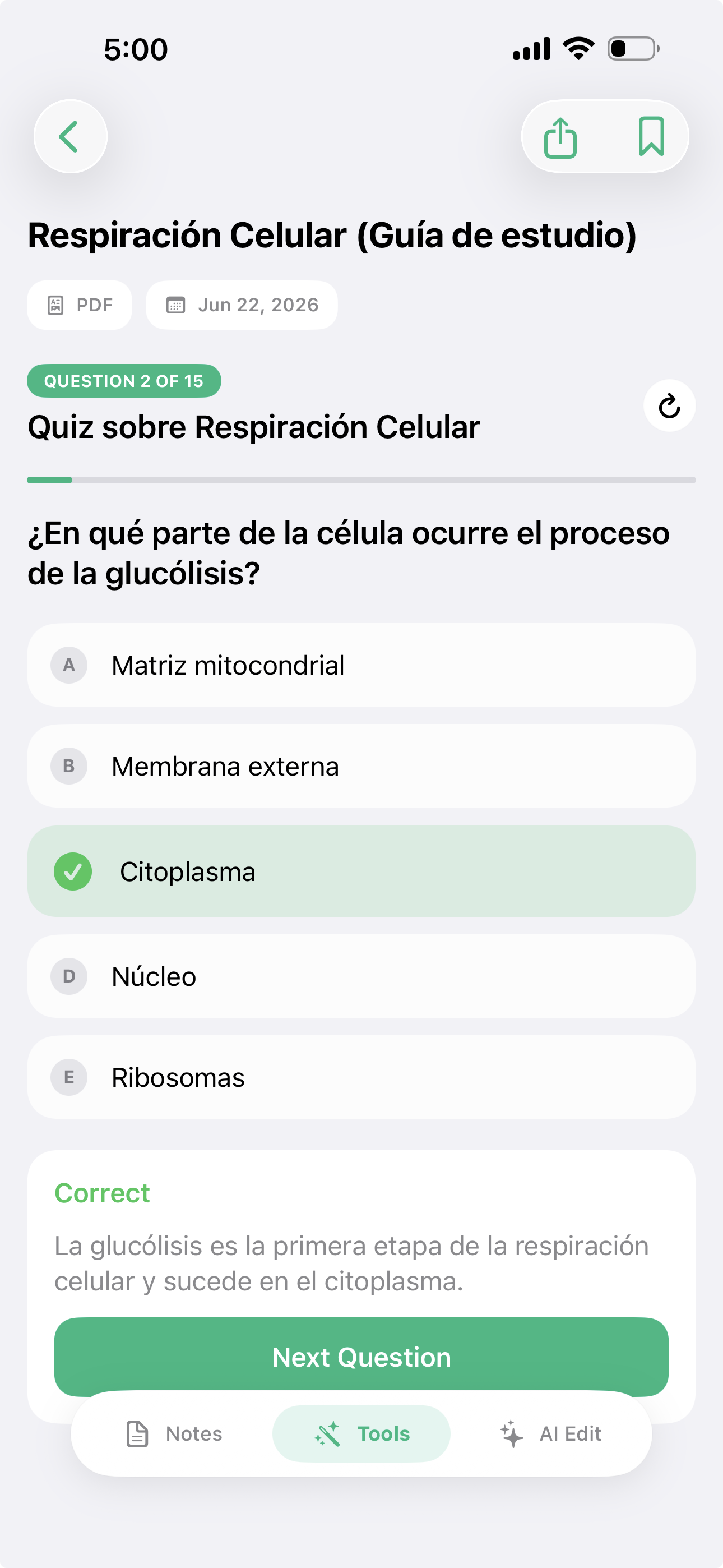 Quiz interactivo en Syntable móvil